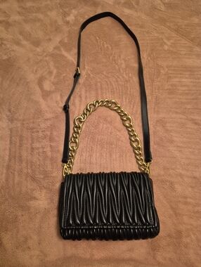 Montana West Black Shoulder Bag with Gold Chain Strap Or Detatchable Long Strap